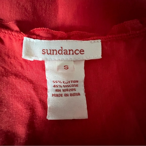 Sundance Red Floral Embroidered Tunic Top Small Oversized Short Sleeve Boho - Picture 9 of 9